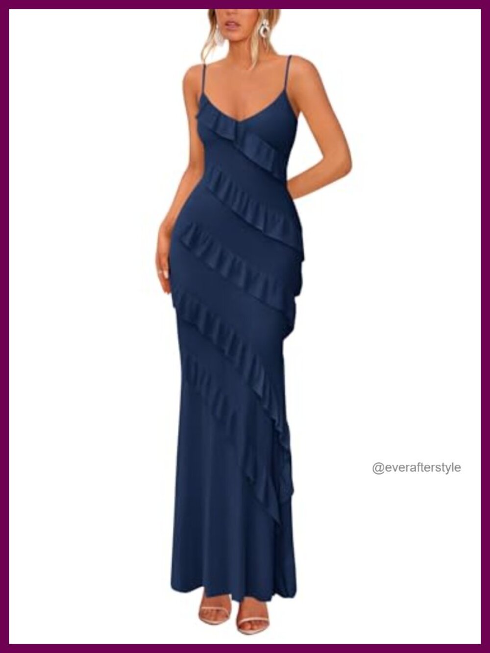 Spaghetti Strap Bodycon Maxi Dress Ruffle Party Wedding Guest